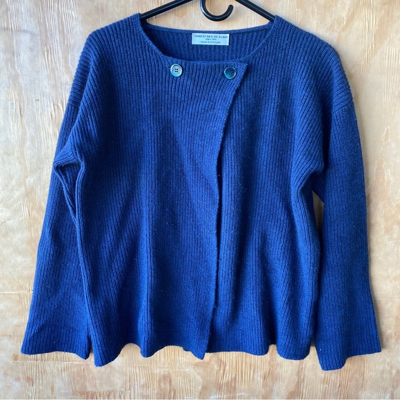 Johnstons of Elgin Scottish Cashmere Wool Cardigan Navy Blue Sweater